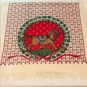 Festive Vintage Holiday Rocking Horse Bath Towel